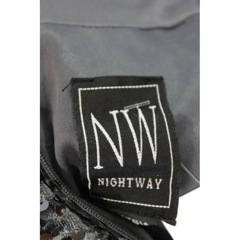 N W Night Way High Neck Sleeveless Sequin Mini Dress Silver Size 8P